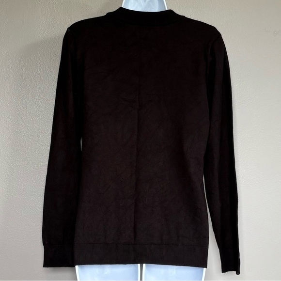 4/25$ Calvin Klein Long Sleeve Black Sweater With Pearl Neckline Size Small - Picture 2 of 9